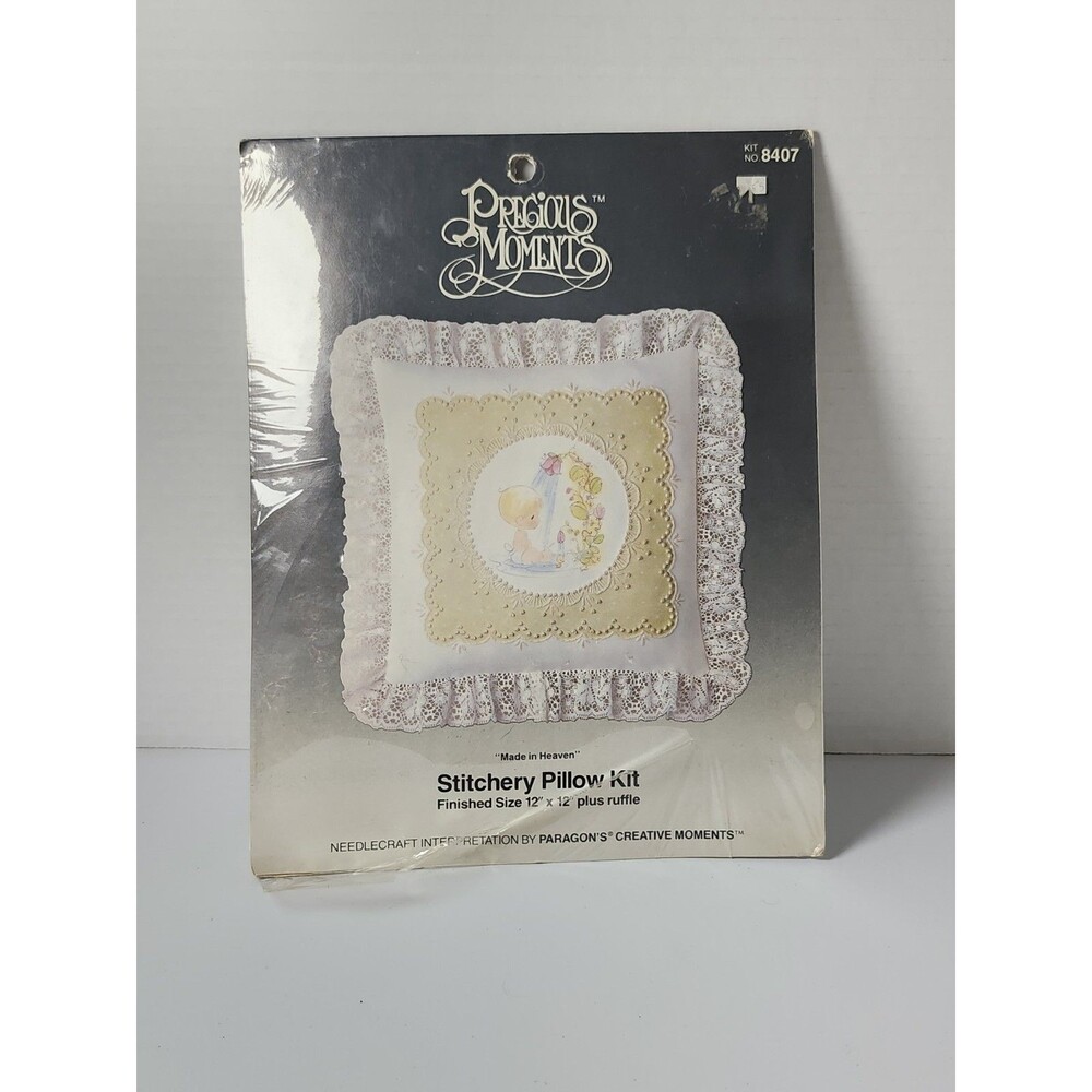 Stitchery Pillow Kit Precious Moments Paragon 8407 MADE IN HEAVEN 12x12"
